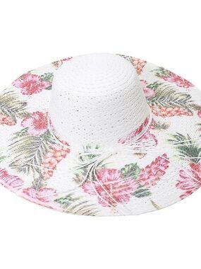 Floral Print and White Sun Hat
